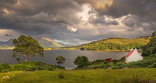 landscape photography of white house near lake