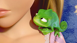 green chameleon illustration, movies, Tangled, Disney, Rapunzel HD wallpaper