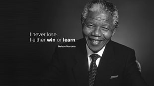 Nelson Mendela, Nelson Mandela, quote, monochrome, smiling HD wallpaper