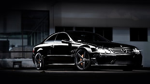 black Mercedes-Benz sedan, Mercedes-Benz, supercars, car, Mercedes-Benz CLK HD wallpaper