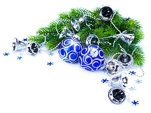 blue and grey baubles HD wallpaper