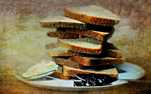 sliced breads on white ceramic plate