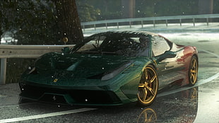 green Ferrari coupe, Driveclub, car, racing, Ferrari 458 Italia