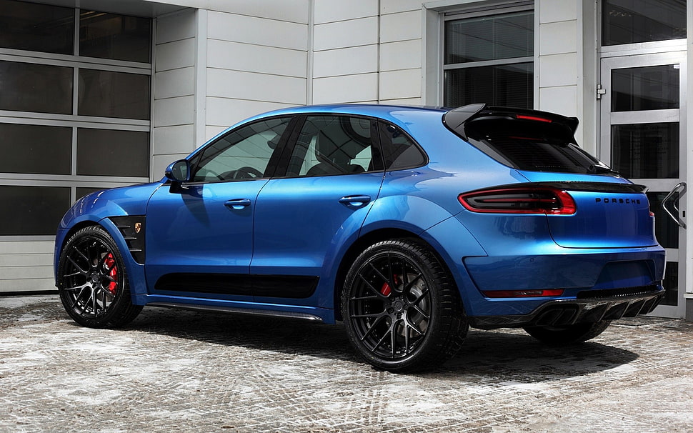 blue 5-door hatchback, car, blue, blue cars, Porsche HD wallpaper