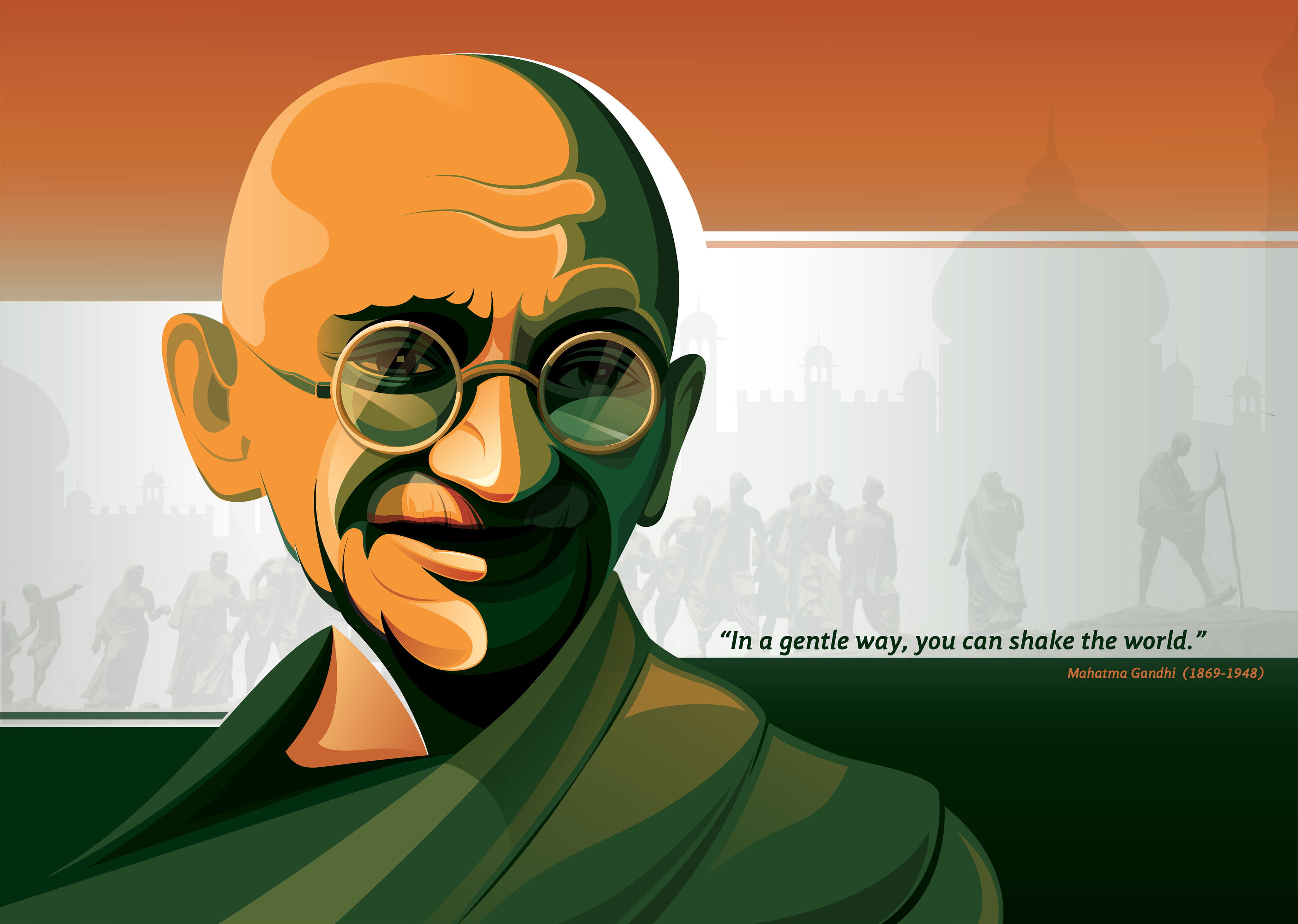 1920 x 1200] A fullscreen version of gandhi staring out the default Windows  10 wallpaper : r/wallpaper