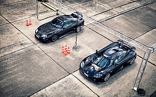 two black coupes, Koenigsegg, car, Supra, Toyota Supra HD wallpaper
