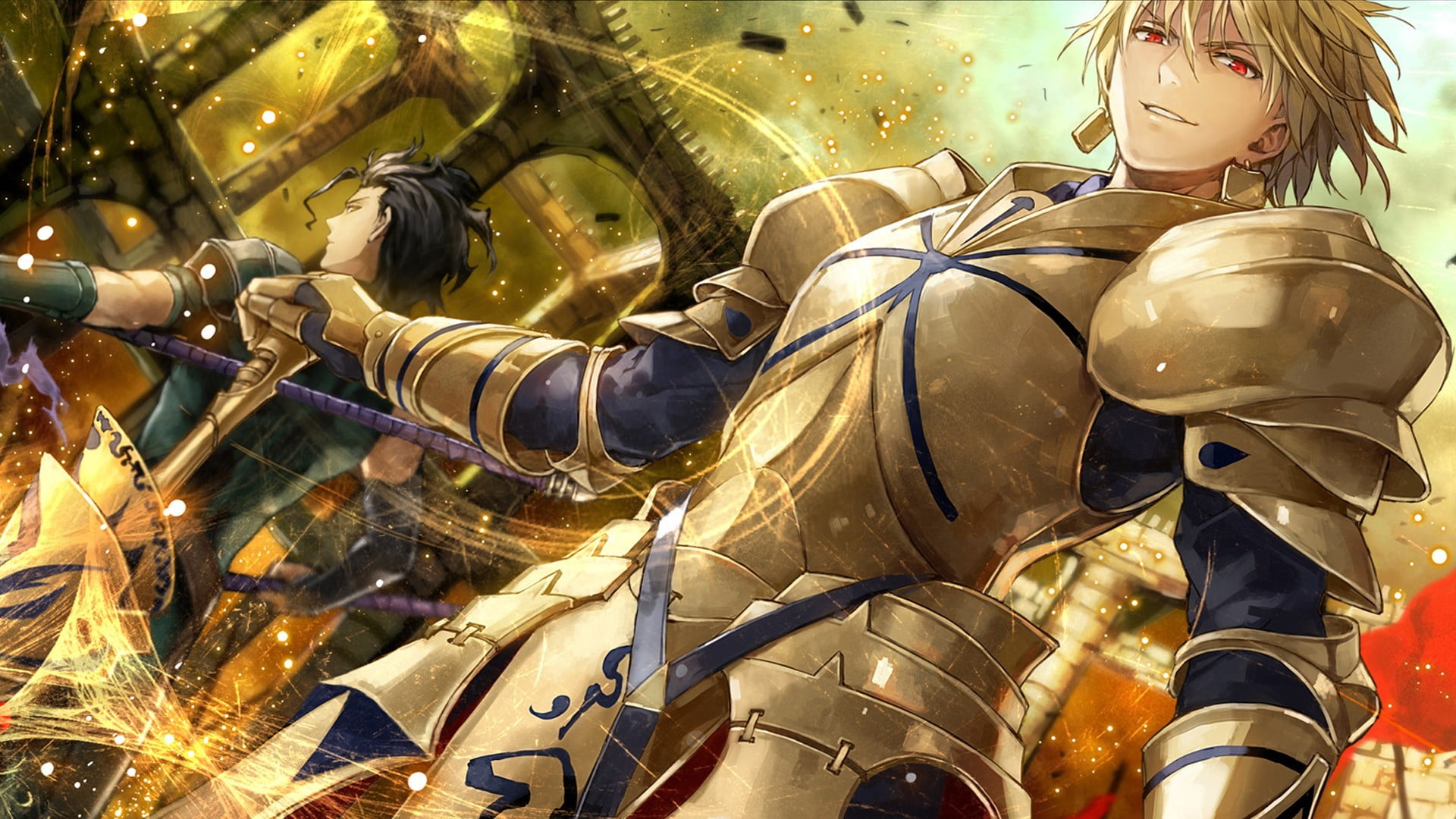 male wearing knight armor anime character, Fate Series, Gilgamesh