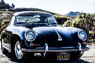 black coupe, Auto, Retro, Front view