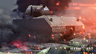 red and black industrial machine, tank, wargaming, video games, Maus HD wallpaper