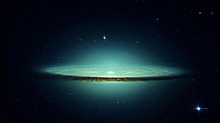 blue galaxy, space, galaxy, Sombrero Galaxy, space art