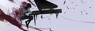 black and gray metal frame, Mahou Shoujo Madoka Magica, Akemi Homura, Kaname Madoka, piano HD wallpaper