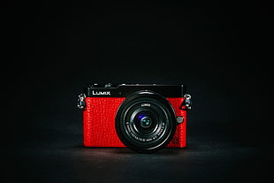 red and black Lumix camera photo HD wallpaper