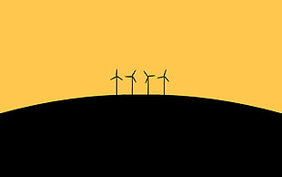 silhouette of four windmills HD wallpaper