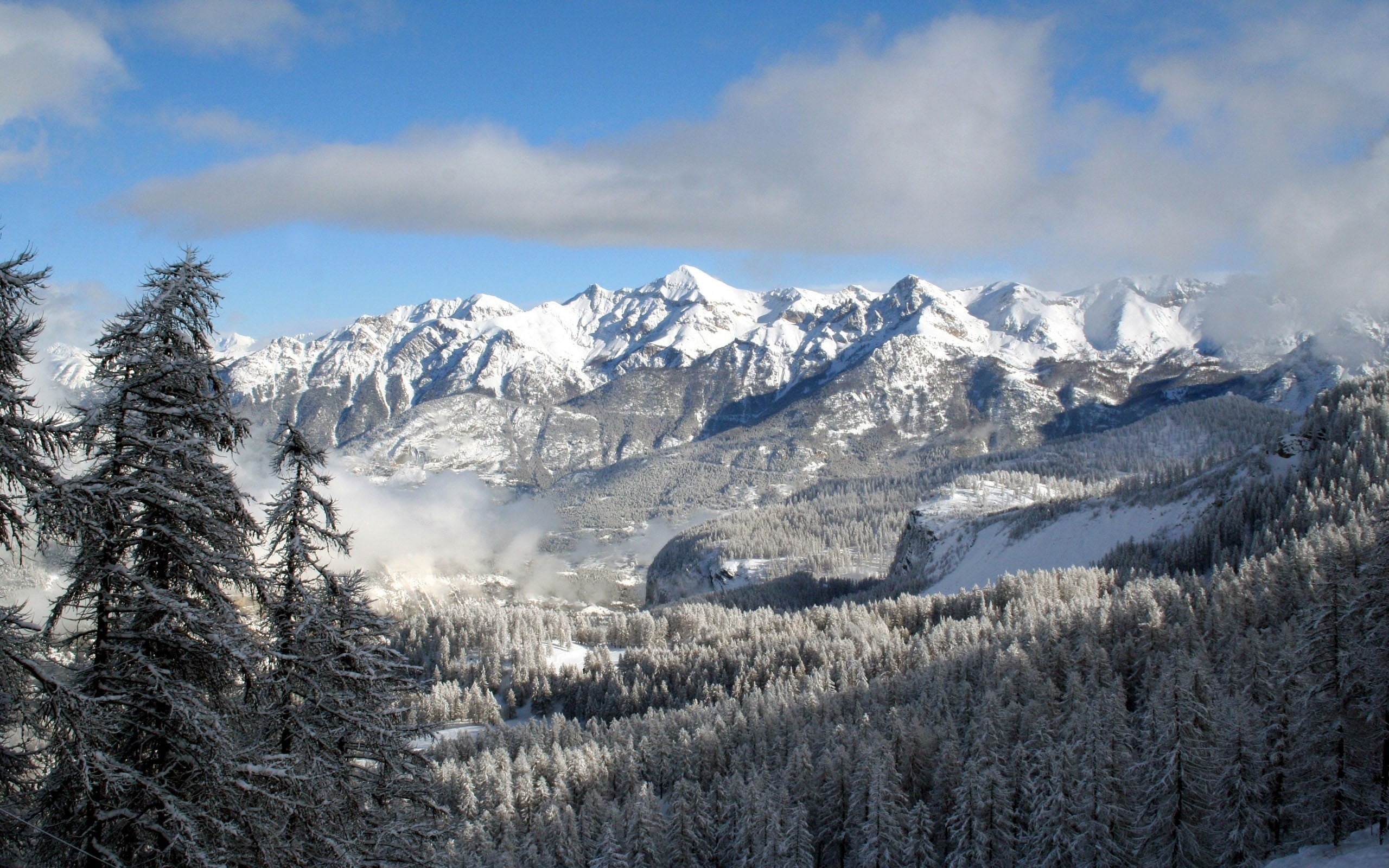 snowy mountain, winter, mountains, snow, forest