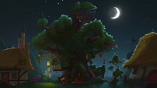 green leaf tree game wallpaper, My Little Pony, artwork, house, treehouses HD wallpaper