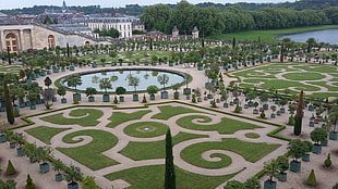 green grass field, garden, nature, Palace of Versailles HD wallpaper