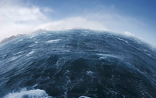 fisheye lens photo of the sea, sea, nature, water HD wallpaper