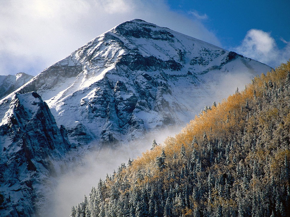 white mountain filled of snow during daytime HD wallpaper