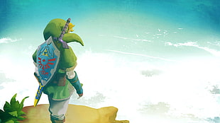 Link standing on brown hill HD wallpaper