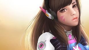 female animated character digital wallpaper, Overwatch, video games, D.Va (Overwatch)