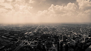 aerial photography of city wallpaper, city, clouds, highway, Freeway