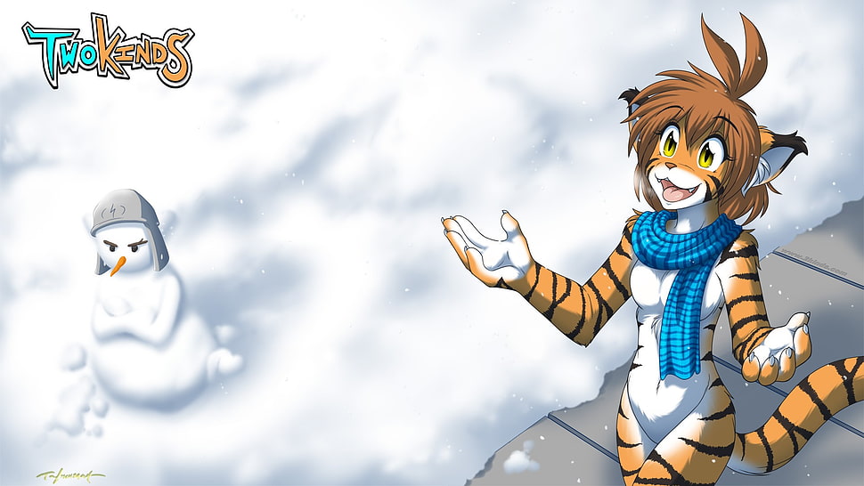 Twokends anime tiger character illustration, furry, Anthro, Twokinds HD wallpaper