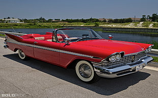 red convertible coupe, Plymouth, car, vintage, red cars HD wallpaper