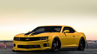 yellow Chevrolet Camaro coupe, Chevrolet Camaro, Chevrolet, yellow cars, car