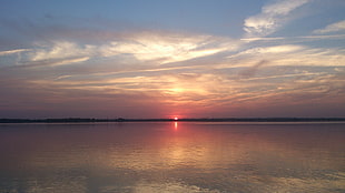 body of water, sunset