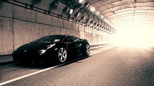 black coupe, car, Lamborghini, Lamborghini Gallardo