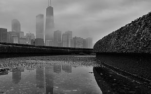 grayscale photography of highrise building, Chicago, cityscape, monochrome, worm's eye view HD wallpaper