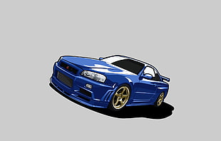 blue coupe illustration HD wallpaper