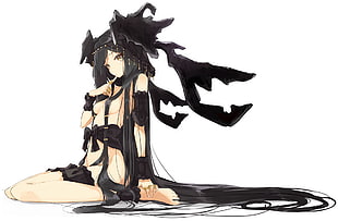 black haired anime character illustration, manga, ecchi, nopan, no bra HD wallpaper