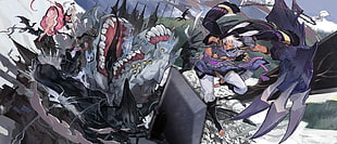 male anime character fighting monster wallpaper, anime HD wallpaper