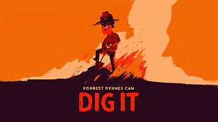 Forrest Ryrnes can dig it illustration, Olly Moss, Firewatch, fire, video games HD wallpaper