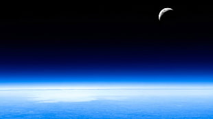 blue sky under moon, space, Moon, atmosphere HD wallpaper