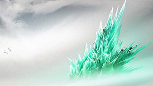 green and white ice graphic HD wallpaper