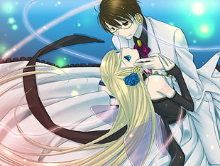 man and woman anime character HD wallpaper