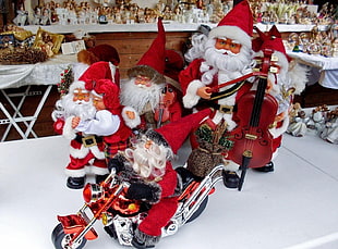 assorted Santa figurines