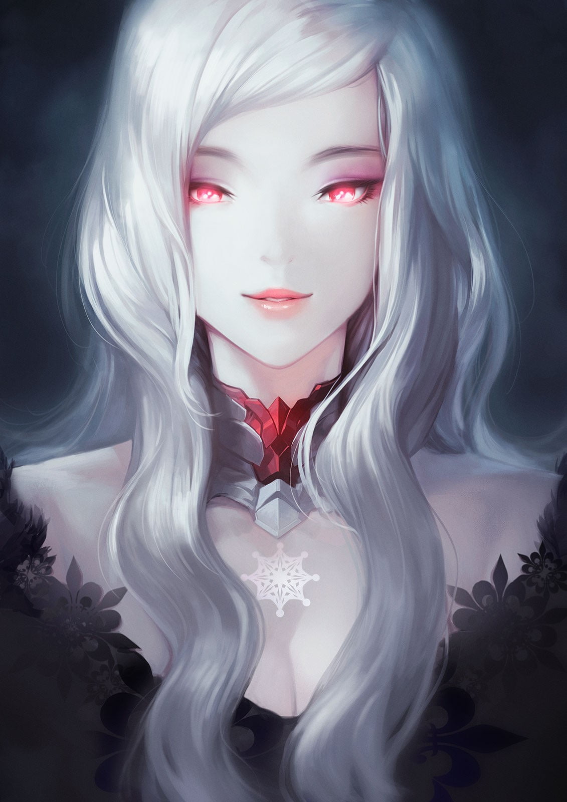 Gray Haired Female Anime Character Red Eyes White Hair Portrait Display Hd Wallpaper