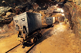 black and brown metal equipment, mining HD wallpaper