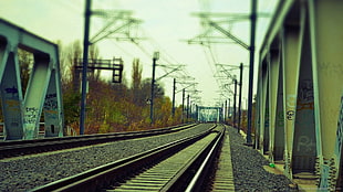 black metal trail rail, railway, urban, graffiti HD wallpaper