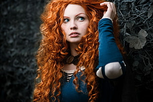 Merida cosplay, women, redhead, curly hair, selective coloring HD wallpaper