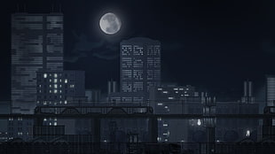 bridge near buildings during nighttime painting, Gunpoint, video games HD wallpaper