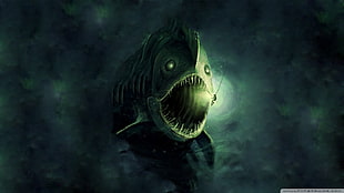 black angler fish illustration, fantasy art HD wallpaper
