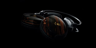 brown and black full-size headphones, headphones, music HD wallpaper