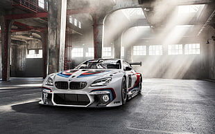 silver BMW sports car, BMW, BMW M6 GT3, car HD wallpaper