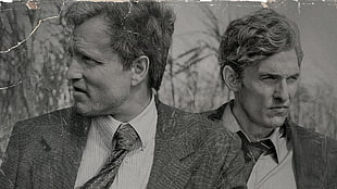 grayscale photo of men, True Detective HD wallpaper