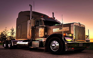 black and gray tractor unit, Peterbilt, trucks, Truck, vehicle HD wallpaper