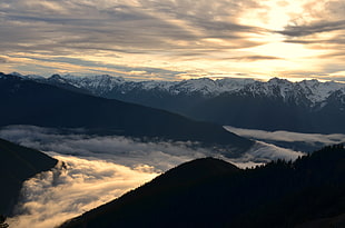 aerial view of mountain covered with snows